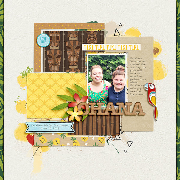 Ohana Disney digital scrapbooking page using Project Mouse (Adventure): Artsy & Pins by Britt-ish Designs and Sahlin Studio