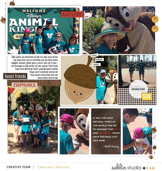 Disney's Animal Kingdom and Chip and Dale digital scrapbook Project Life page Project Mouse (Wilderness) & Photo Rounds by Sahlin Studio