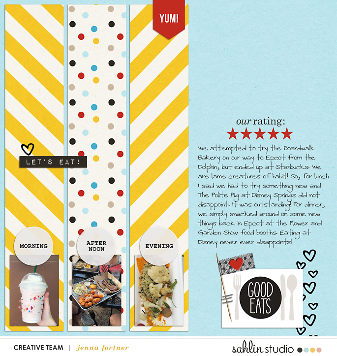 A Day of EATS Disney scrapbook page Photo Rounds by Sahlin Studio