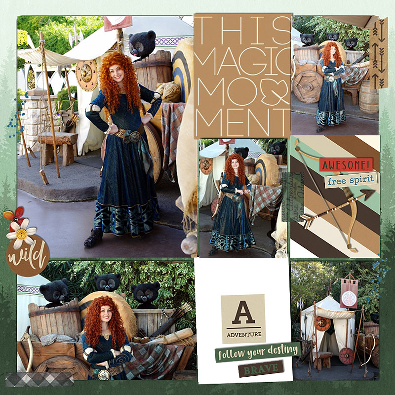 Disney Brave Merida digital scrapbook Project Life page Project Mouse (Wilderness) by Britt-ish Designs and Sahlin Studio
