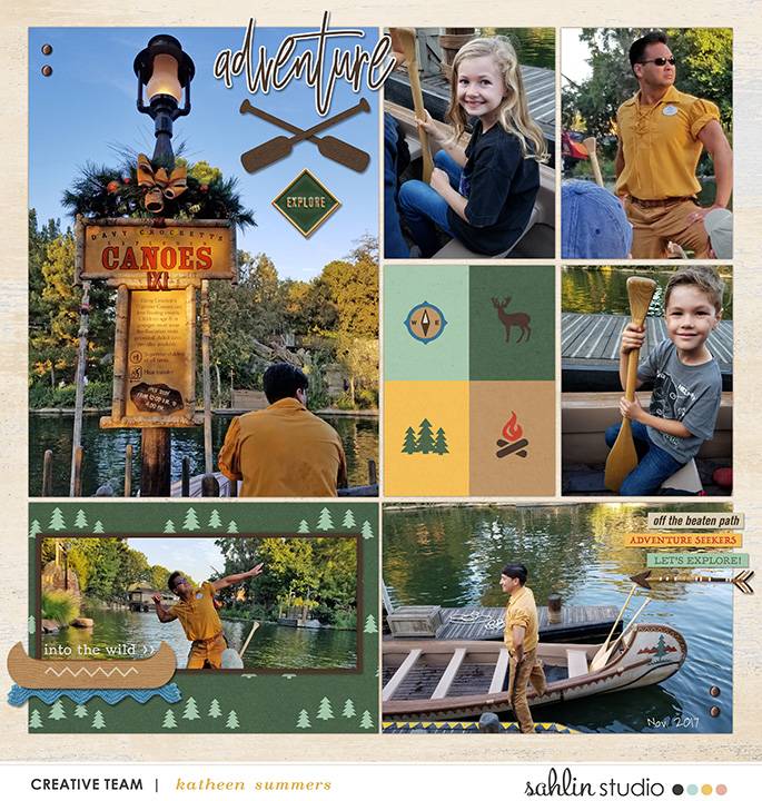 Disney Davy Crockett's canoes digital scrapbook Project Life page Project Mouse (Wilderness) by Britt-ish Designs and Sahlin Studio