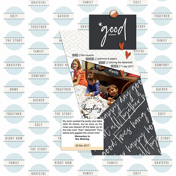 Good Times Together - digital scrapbook page using Gather | Kit and Journal Cards by Sahlin Studio 