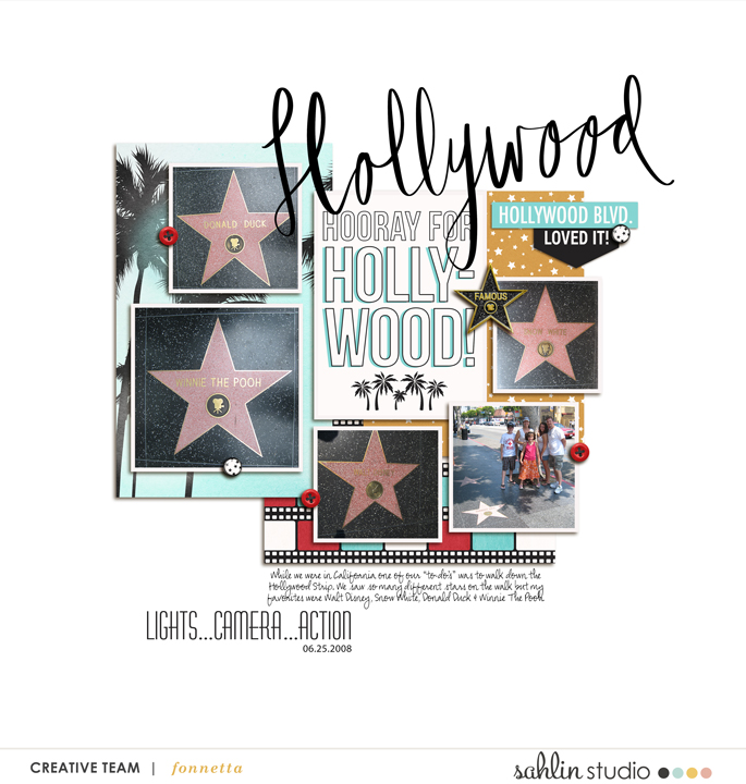 Hollywood Stars digital scrapbooking layout using Project Mouse (Movies) by Britt-ish Designs and Sahlin Studio