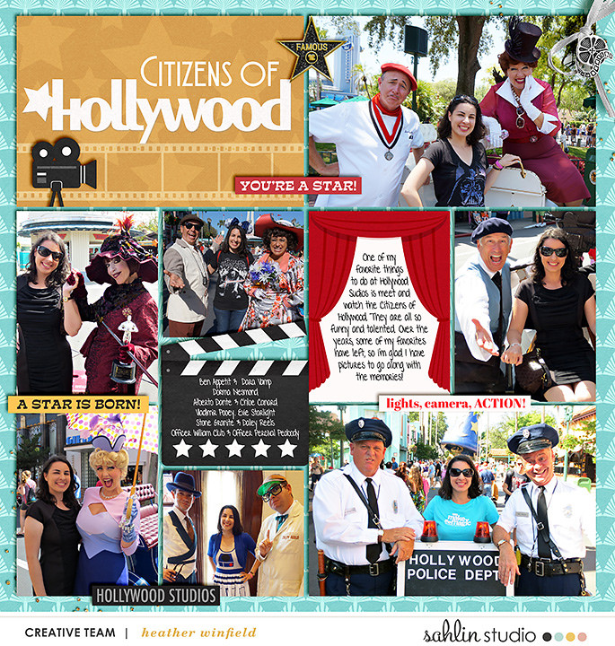 Disney Hollywood Studios Citizens of Hollywood digital Project Life scrapbooking layout using Project Mouse (Movies) by Britt-ish Designs and Sahlin Studio