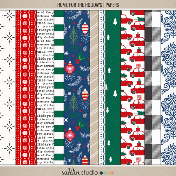 Home for the Holidays (Papers) by Sahlin Studio - Perfect for scrapbooking your December daily albums, Document Your December or Christmas albums!!