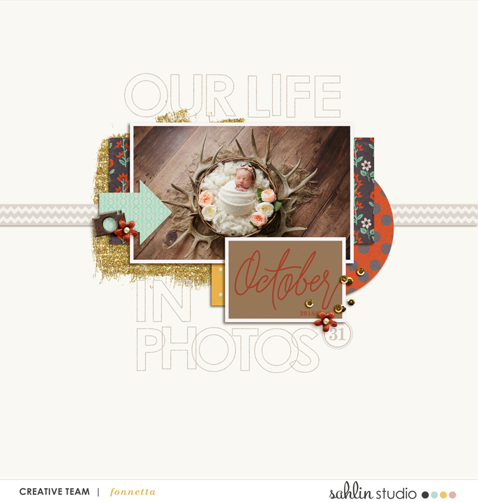 digital scrapbooking layout created by fonnetta featuring 4x6 Monthly Cards No. 1 by Sahlin Studio