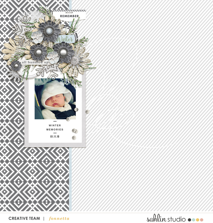All Bundled Up BABY digital scrapbooking layout using Winter Stories by Sahlin Studio
