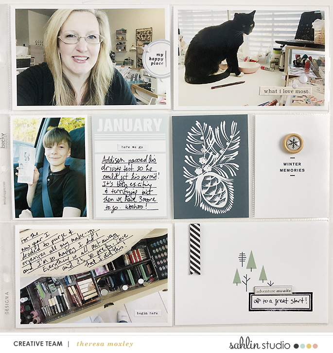 Winter Story Memories Project Life page scrapbooking layout using Winter Stories by Sahlin Studio