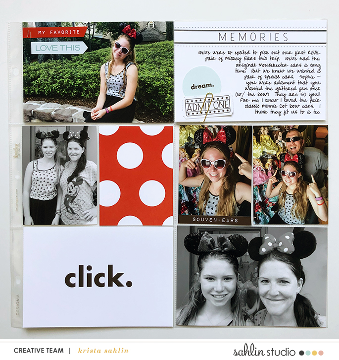 Disney Click New EARS!! Project Life scrapbooking layout using Project Mouse (Vibes) Elements by Britt-ish Designs and Sahlin Studio - Perfect for scrapbooking or in your Disney Project Life or Project Mouse albums!!