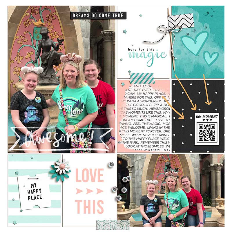 Disney Here for the Magic digital Project Life scrapbooking layout using Project Mouse (Vibes) Elements by Britt-ish Designs and Sahlin Studio - Perfect for scrapbooking or in your Disney Project Life or Project Mouse albums!!