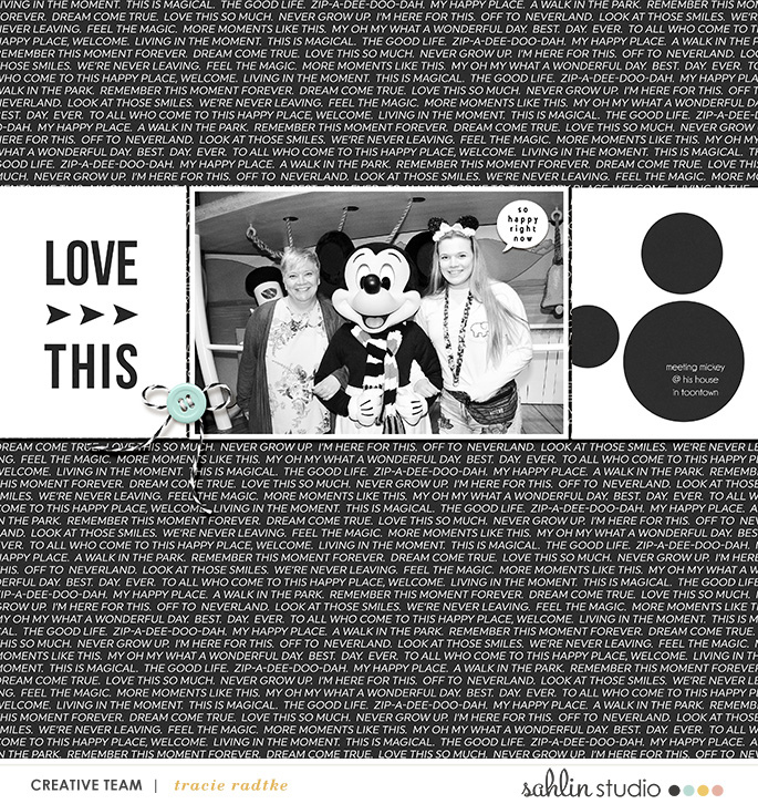 Disney Mickey Love This digital scrapbooking layout using Project Mouse (Vibes) Elements by Britt-ish Designs and Sahlin Studio - Perfect for scrapbooking or in your Disney Project Life or Project Mouse albums!!