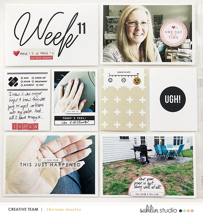 hybrid scrapbooking layout created by larkindesign featuring Ouch by Sahlin Studio