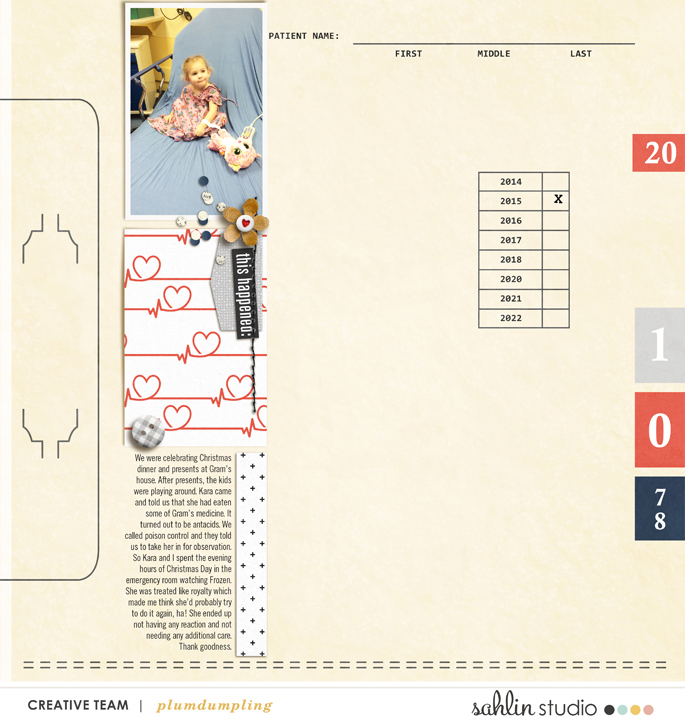 digital scrapbooking layout created by plumdumpling featuring Ouch by Sahlin Studio