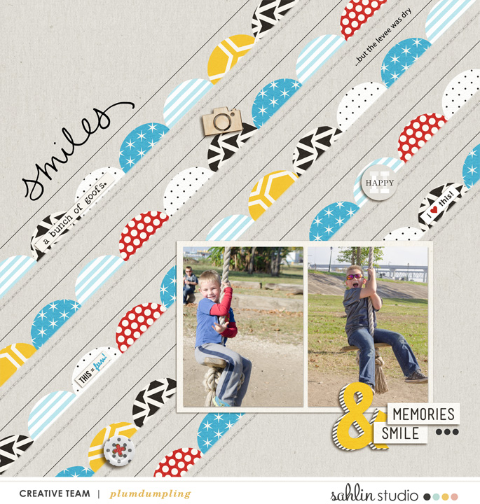 digital scrapbooking layout created by plumdumpling featuring the May 2019 FREE Template by Sahlin Studio