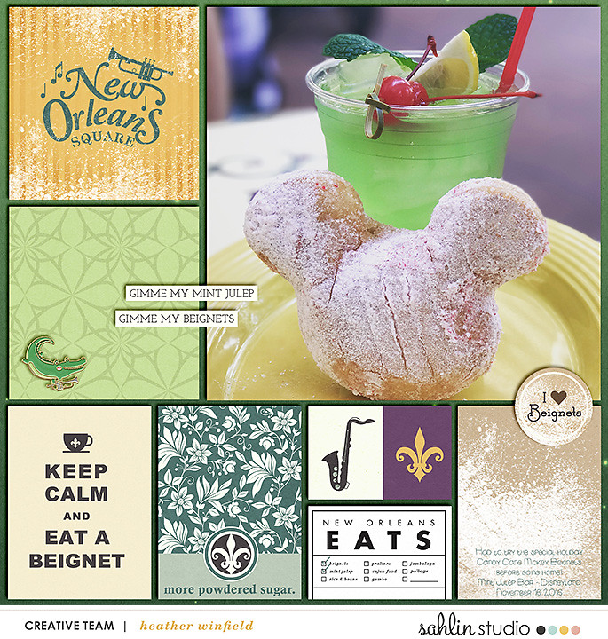 Disney New Orleans Square Food Beignet digital scrapbooking layout using Project Mouse (New Orleans): Elements by Britt-ish Designs and Sahlin Studio