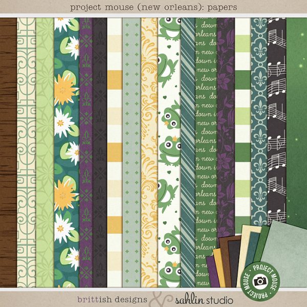 Project Mouse (New Orleans): Papers by Britt-ish Designs and Sahlin Studio - Perfect for your scrapbooking your New Orleans, Tiana, Bayou Moments in your Disney Project Life or Project Mouse album