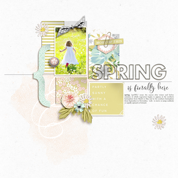 Spring digital scrapbooking layout using Spring Stories by Sahlin Studio - Perfect for spring, easter, park scrapbooking or in your Project Life!!