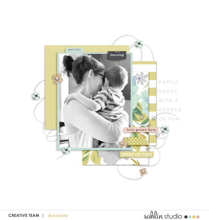 Spring digital scrapbooking layout using Spring Stories by Sahlin Studio - Perfect for spring, easter, park scrapbooking or in your Project Life!!