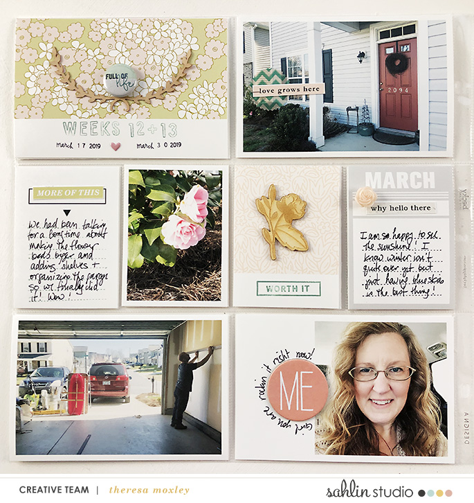 Spring March Project Life scrapbooking layout using Spring Stories by Sahlin Studio - Perfect for spring, easter, park scrapbooking or in your Project Life!!