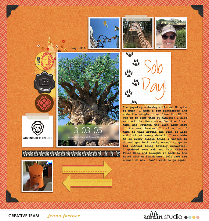 digital scrapbooking layout created by Jenna featuring July 2019 FREE Template by Sahlin Studio