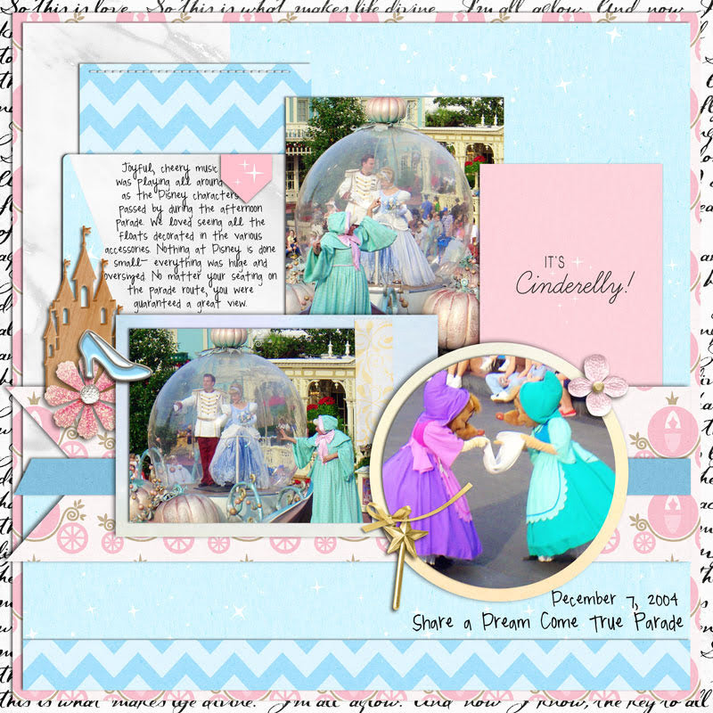 Meeting Disney Cinderella Princess and Mice digital scrapbook layout using Project Mouse (Princess) Cinderella | Kit & Journal Cards by Britt-ish Designs and Sahlin Studio