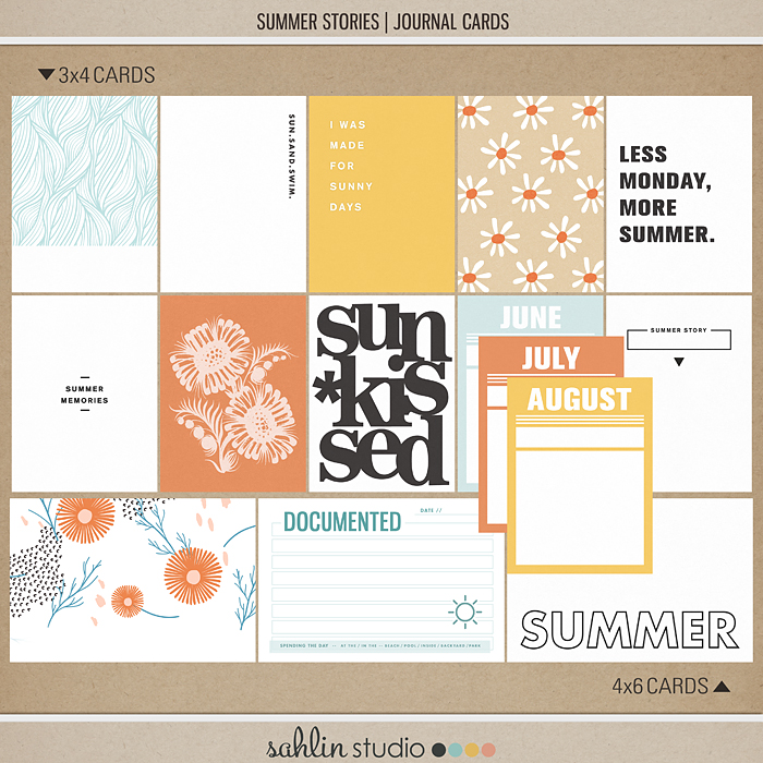 Summer Stories | Journal Cards by Sahlin Studio - Perfect for all of your summer, swimming, beach, pool scrapbooking or Project Life layouts.