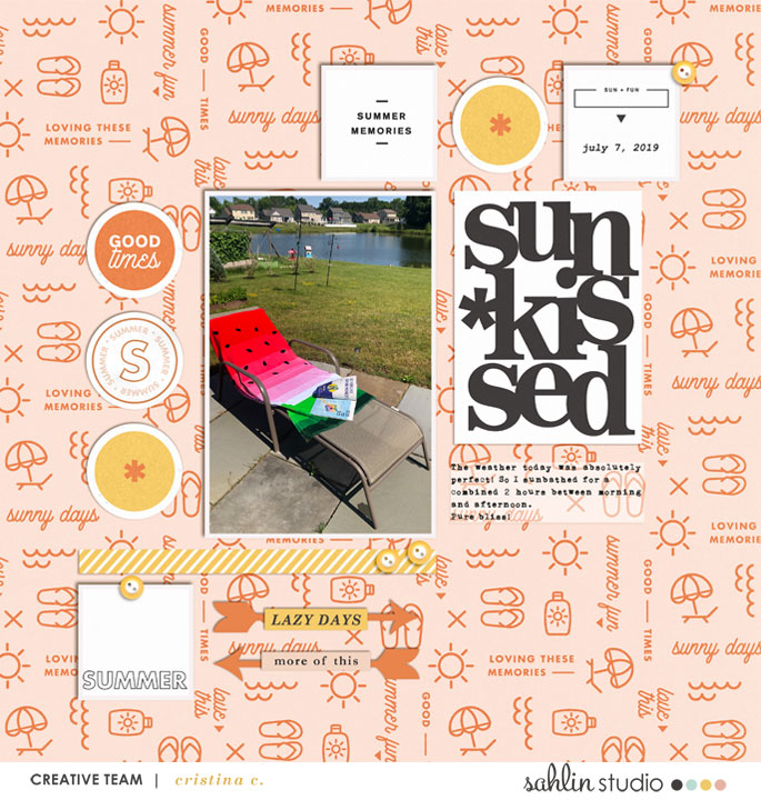 Summer SUNKISSED Documented digital scrapbook layout using Summer Stories | Kit by Sahlin Studio