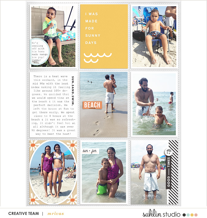 Summer Documented SUNKISSED digital Project Life scrapbook layout using Summer Stories | Kit by Sahlin Studio