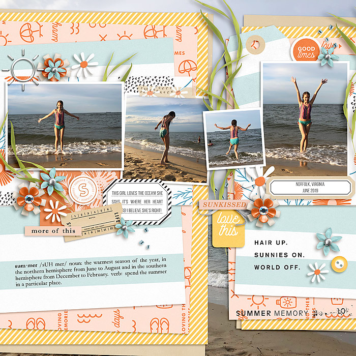 Summer Beach Documented digital scrapbook layout using Summer Stories | Kit by Sahlin Studio