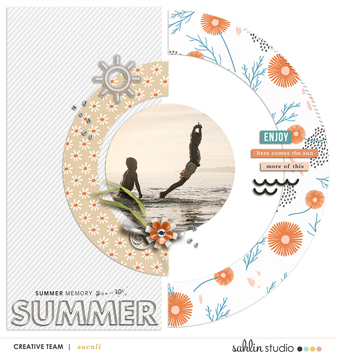 Summer Beach Documented digital scrapbook layout using Summer Stories | Kit by Sahlin Studio