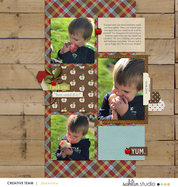 digital scrapbooking layout created by fonnetta featuring Apple Orchard by Sahlin Studio