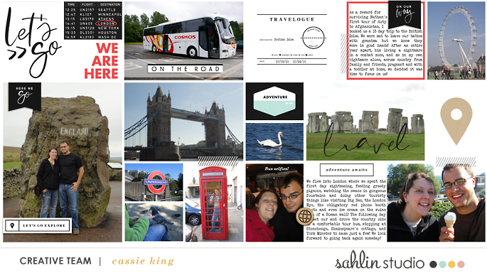 Travelogue LONDON England digital Project Life scrapbook page layout using On Our Way - a travel collection by Sahlin Studio