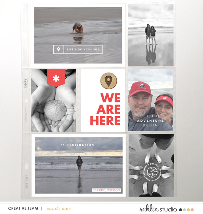 We Are Here Project Life scrapbook page layout using On Our Way - a travel collection by Sahlin Studio