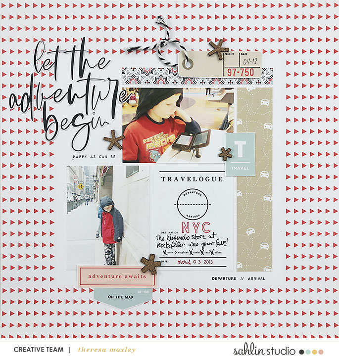 Travelogue digital scrapbook page layout using On Our Way - a travel collection by Sahlin Studio