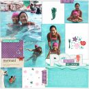 Day at the Pool Little Mermaid digital scrapbook page layout using Project Mouse (Princess) Ariel | Kit & Journal Cards by Britt-ish Designs and Sahlin Studio