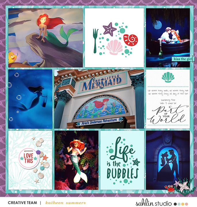 Disney Princess Ariel Little Mermaid Part of this World digital Project Life scrapbook layout using Project Mouse (Princess) Ariel | Kit & Journal Cards by Britt-ish Designs and Sahlin Studio