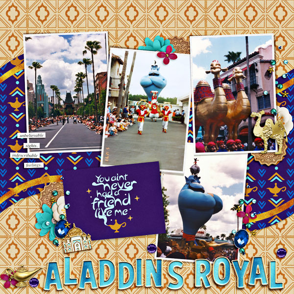 Disney Parade Aladdin Royal Caravan digital scrapbook page layout using Project Mouse (Princess) Jasmine | Kit & Journal Cards by Britt-ish Designs and Sahlin Studio