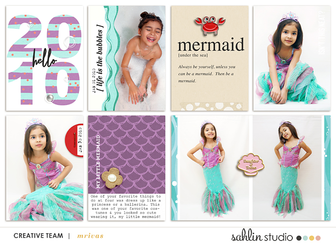 Princess Ariel Little Mermaid digital Project Life scrapbook layout using Project Mouse (Princess) Ariel | Kit & Journal Cards by Britt-ish Designs and Sahlin Studio