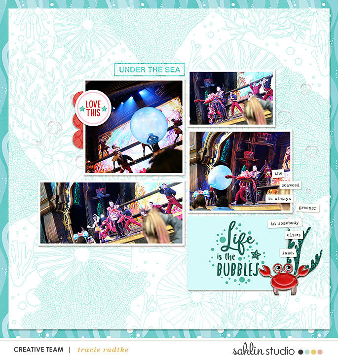 Little Mermaid Life is the Bubbles digital scrapbook page layout using Project Mouse (Princess) Ariel | Kit & Journal Cards by Britt-ish Designs and Sahlin Studio