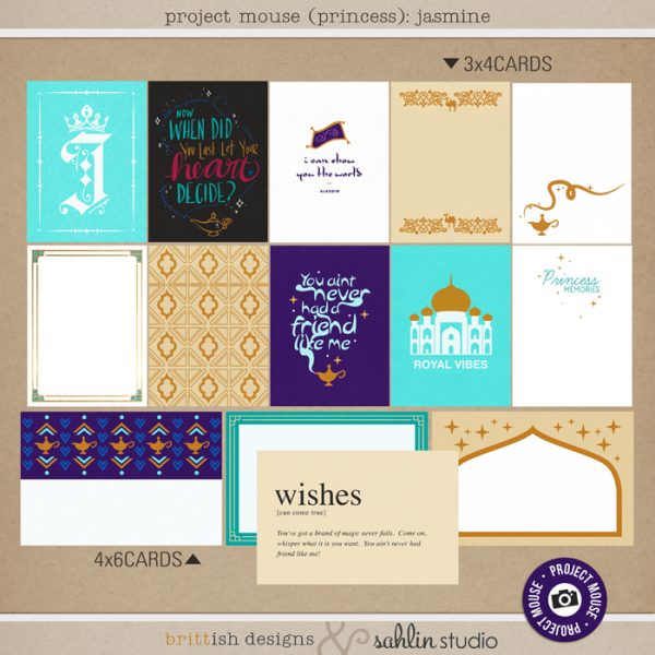 Project Mouse (Princess) Jasmine | Journal Cards by Britt-ish Designs and Sahlin Studio - Perfect for documenting Disney Jasmine or other magical moments in your Project Life / Project Mouse album!!