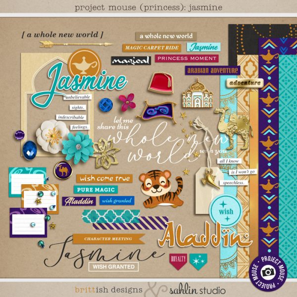 Project Mouse (Princess) Jasmine | Kit by Britt-ish Designs and Sahlin Studio - Perfect for documenting Disney Jasmine or other magical moments in your Project Life / Project Mouse album!!