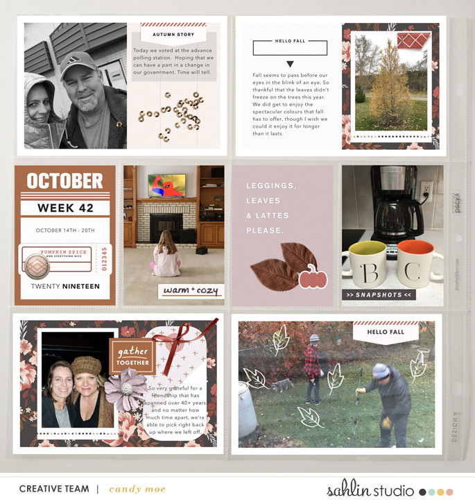 Hello Fall Digital Scrapbooking Project Life page using Autumn Stories | Journal Cards by Sahlin Studio