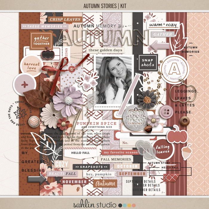 Sahlin Studio, Digital Scrapbooking DesignsAutumn Stories – Scrapbook Kit  and Journal Cards - Sahlin Studio