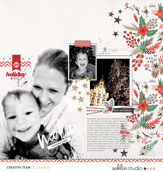 December Making Memories digital scrapbook page using Holly Days by Sahlin Studio