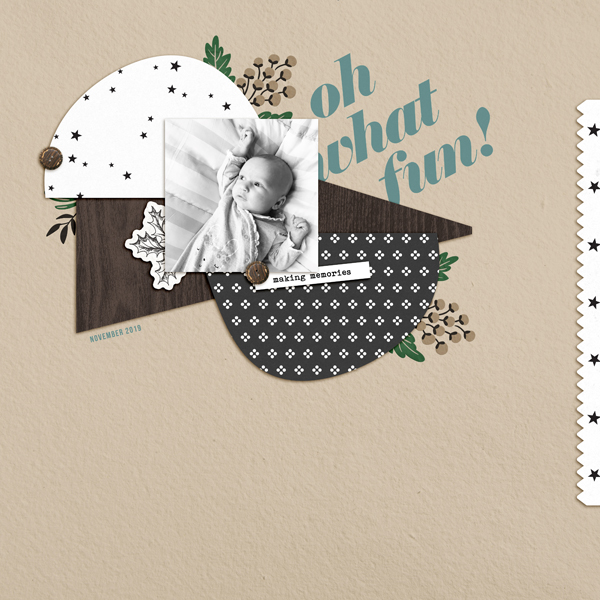 Oh what fun digital scrapbook page using Holly Days by Sahlin Studio