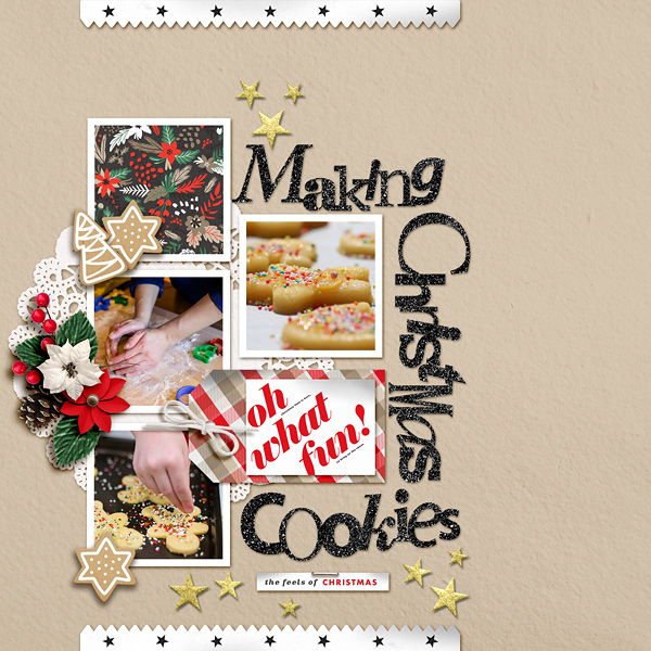 Making Christmas Cookies digital scrapbook page using Holly Days by Sahlin Studio