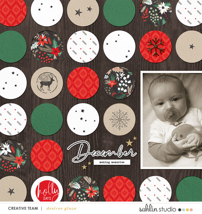 December Making Memories digital scrapbook page using Holly Days by Sahlin Studio