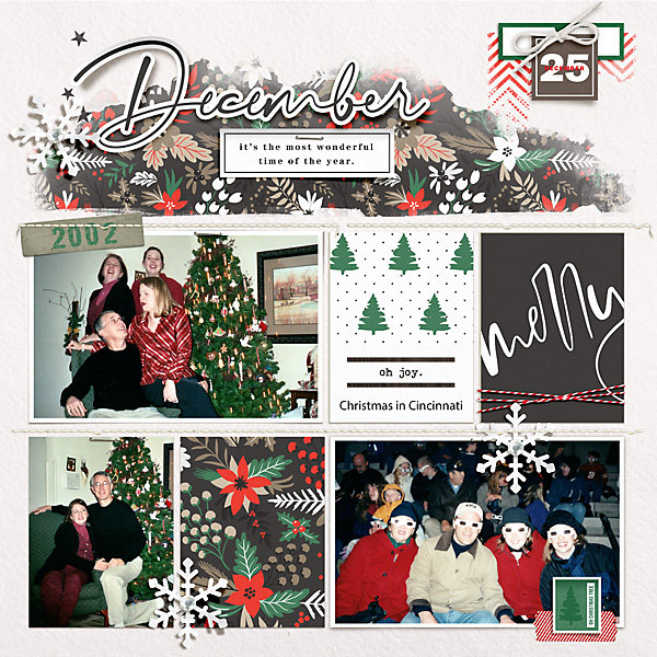 December Merry digital Project Life scrapbook page using Holly Days by Sahlin Studio