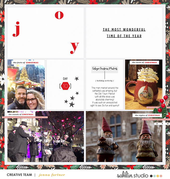 JOY Making Merry digital Project Life scrapbook page using Holly Days by Sahlin Studio