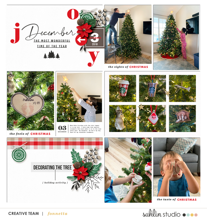 JOY Making Merry digital Project Life scrapbook page using Holly Days by Sahlin Studio